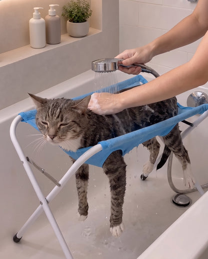 Bañando a un gato en el Soporte PatiZen